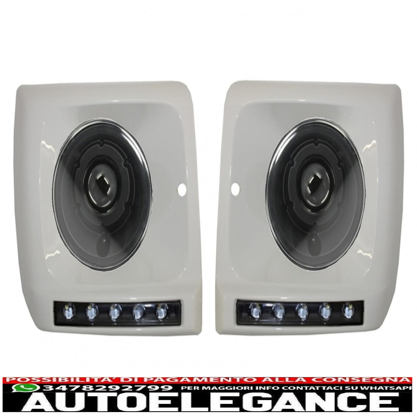 group suitable for mercedes w463 g-class (1989-2012) led drl white covers with black headlights bi-xenon look 