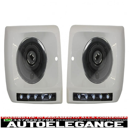 group suitable for mercedes w463 g-class (1989-2012) led drl white covers with black headlights bi-xenon look 