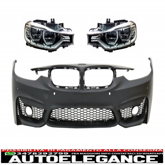 paraurti anteriore adatto per bmw serie 3 f30 f31 non lci e lci (2011-2018) m3 sport evo design con fari full led angel eye