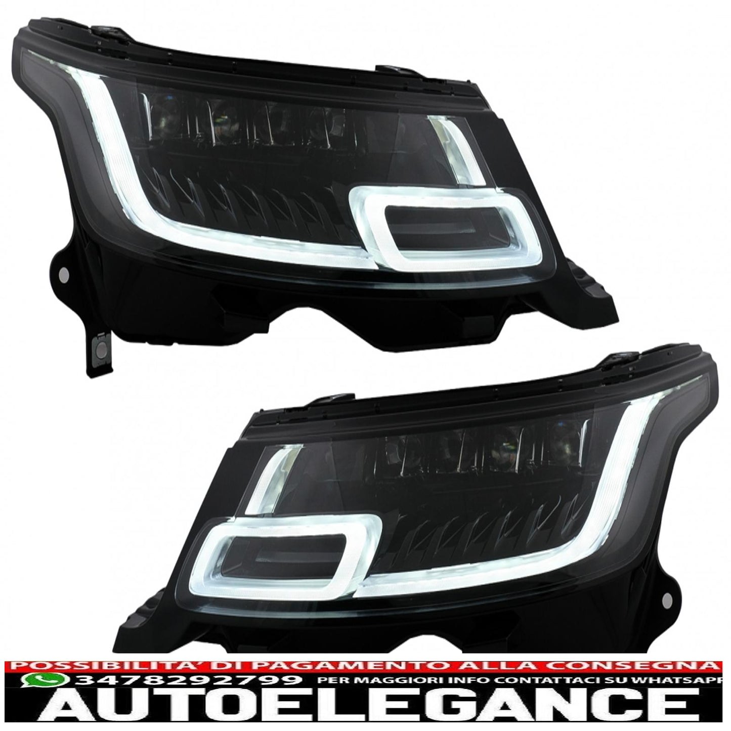 LED headlights suitable for Land Rover Range Sport L494 (2013-2017) with dynamic conversion of direction indicators to Matrix Look model from 2018 onwards 
