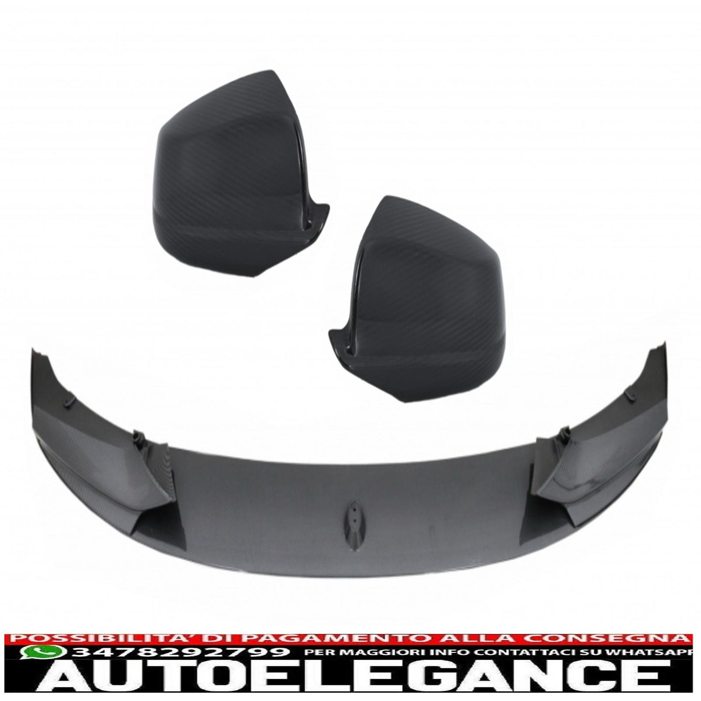 Rivestimento in carbonio per spoiler paraurti anteriore adatto per BMW Serie 5 F10 F11 (2011-2013) con coperture per specchietti Design M-Performance