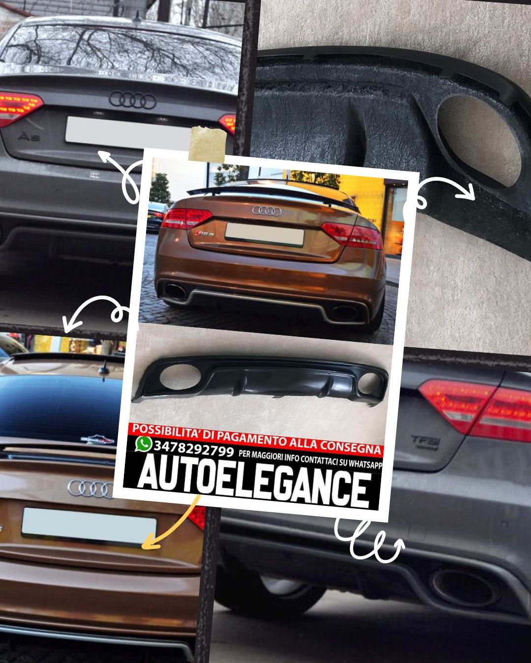DIFFUSORE PER AUDI A5 SPORTBACK 8TA S-LINE FACELIFT 2012-16 RS
