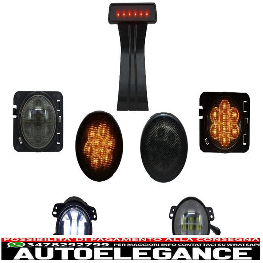 pacchetto aggiornamento luci di direzione a led, fendinebbia e terzo freno posteriore adatto per jeep wrangler jk (2007-2016)