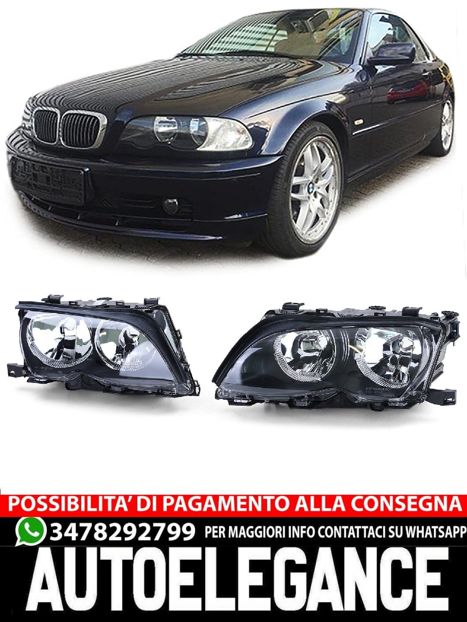 Coppia fari H7 H7 con motore adatti a BMW Serie 3 E46 Berlina Touring 01-