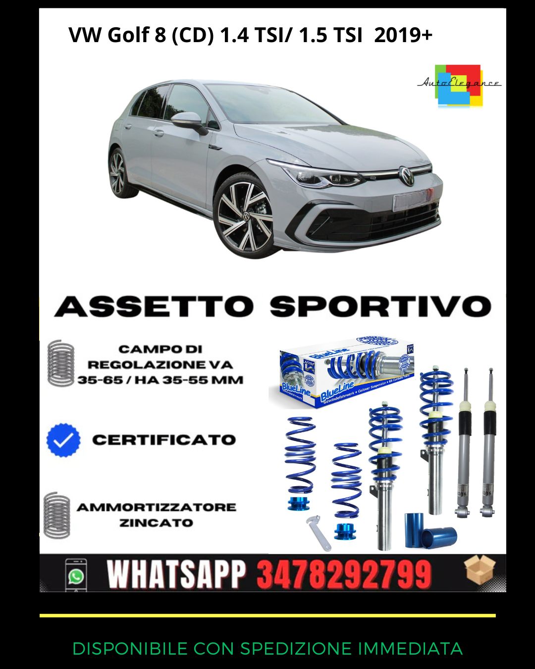 🔥Assetto sportivo per  VW Golf 8 (CD) 1.4 / 1.5 TSI/ 1.5 TGI/ 2.0 TSI 19+🔥