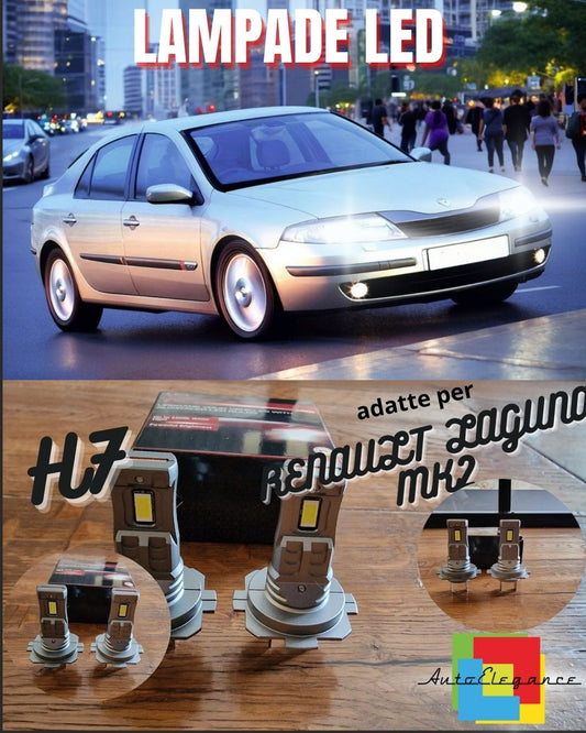 KIT LED H7 PER RENAULT LAGUNA MK2 6000K BIANCO 6000 LUMEN CANBUS ANABBAGLIANTI