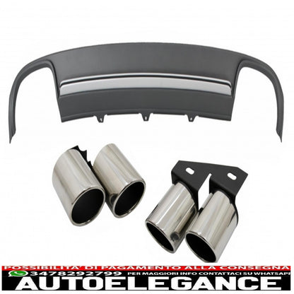 Diffusore d'aria con mantovana per paraurti posteriore adatto per audi a4 b8 pre restyling (2008-2011) con terminali di scarico e terminali di scarico limousine/avant s4 design