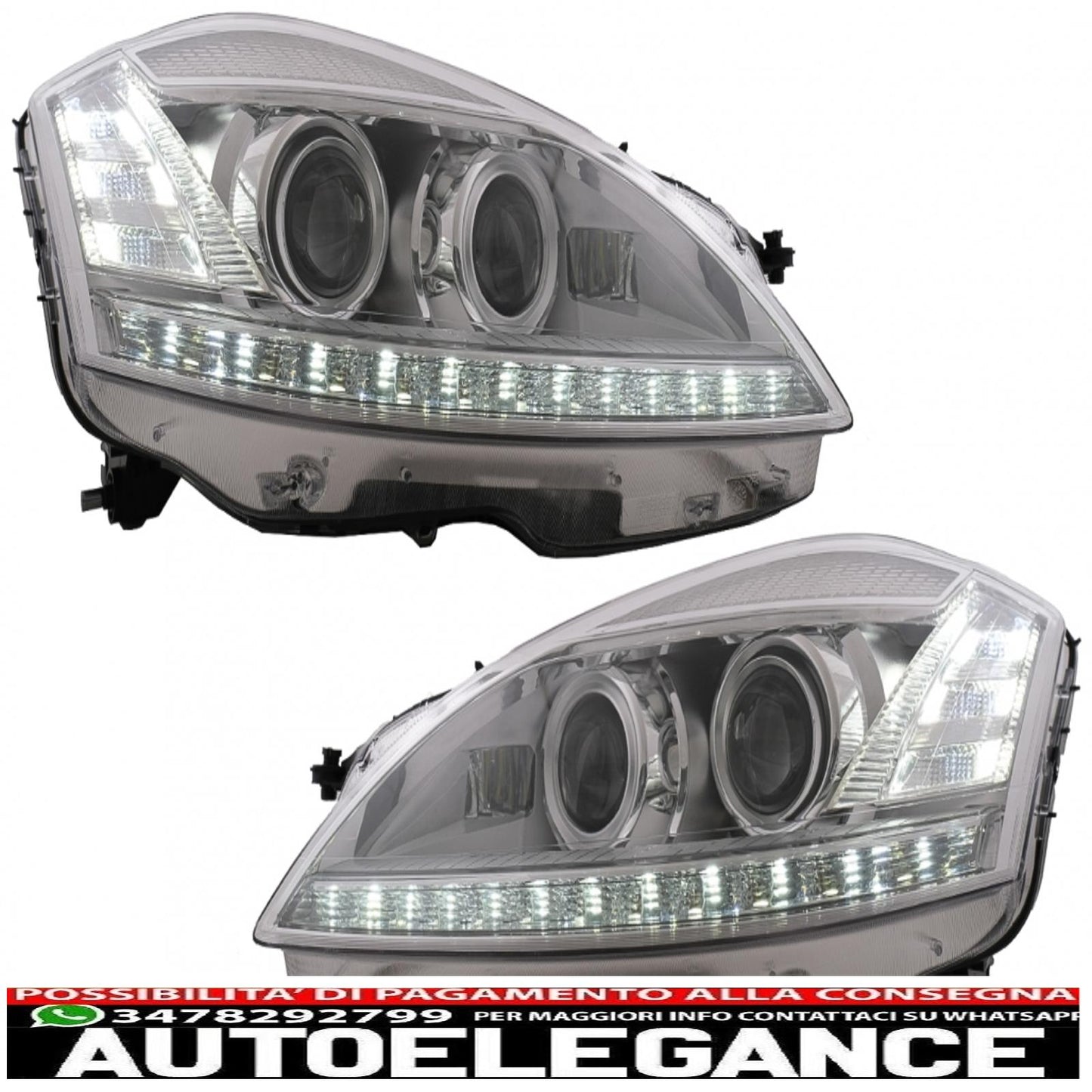 led headlights suitable for mercedes s class w221 (2005-2009) restyling look left 