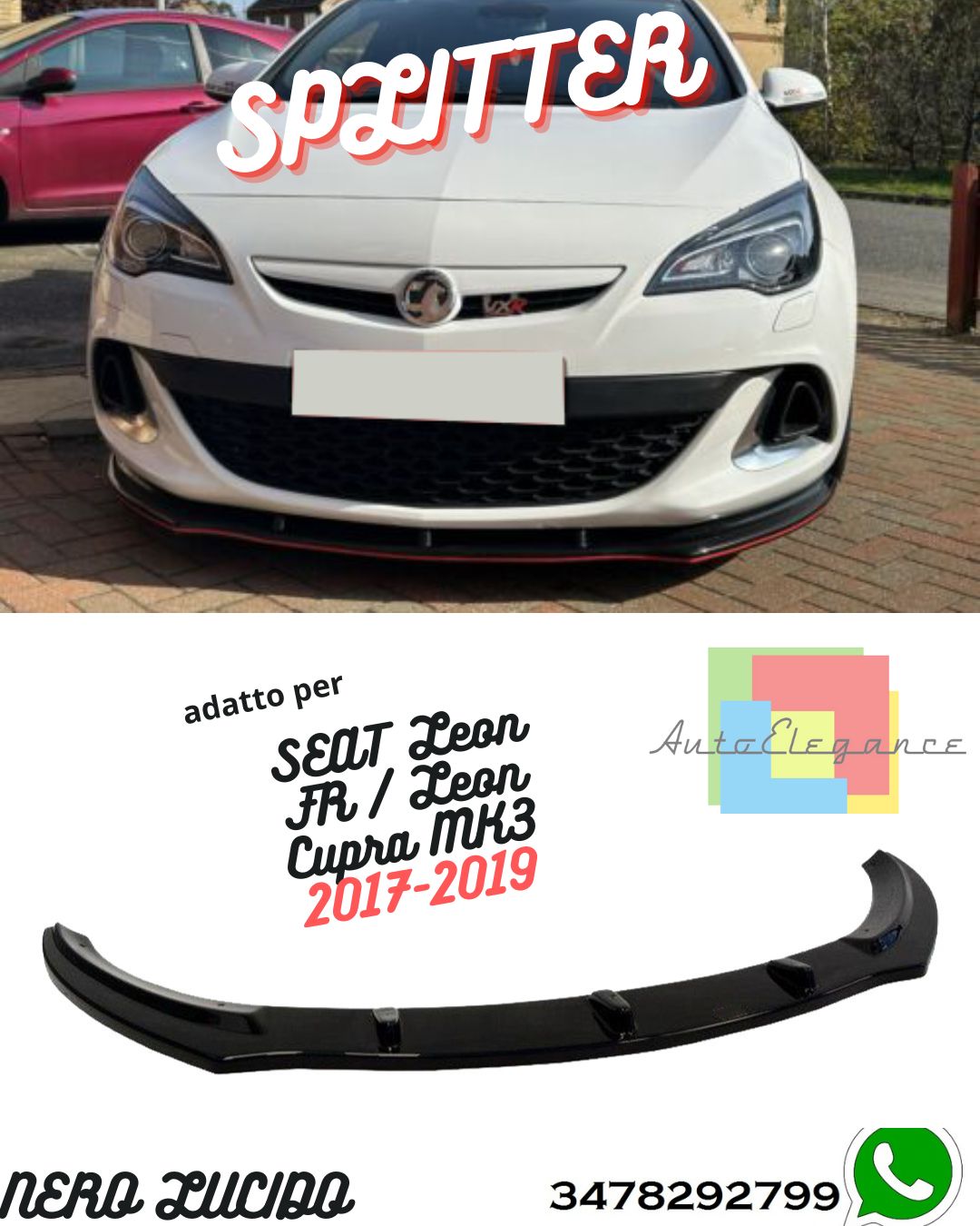 Splitter Anteriore OPEL Astra OPC/VXR J MK4 2009-2015 Con ABE TÜV