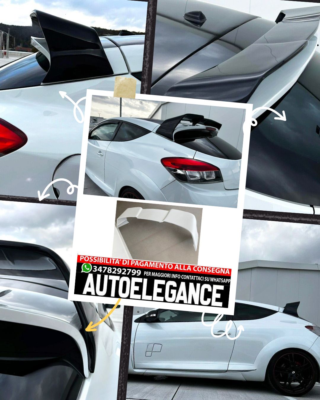 SPOILER STILE COPPA PER RENAULT MEGANE 3 RS - PER MODELLO RESTYLED