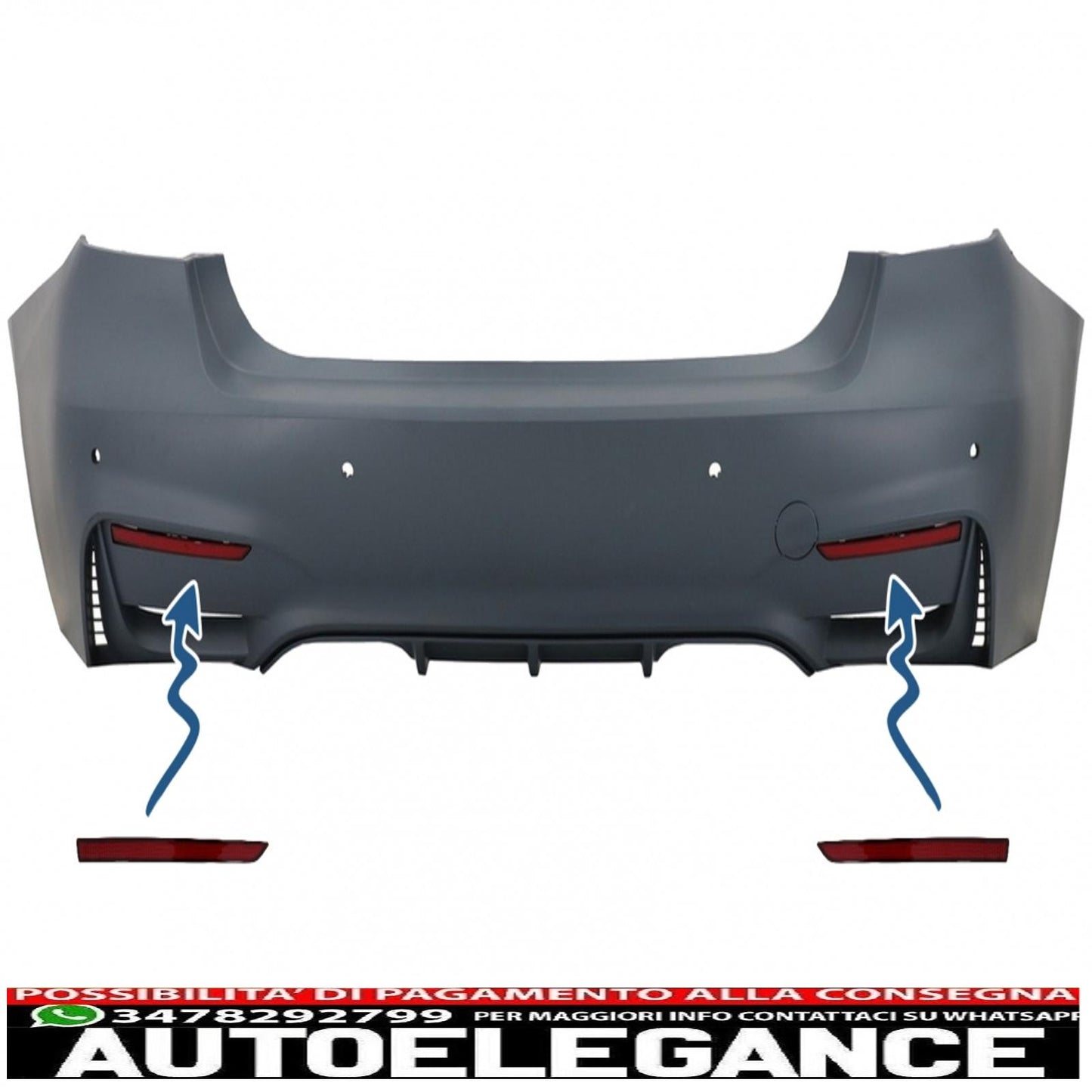 catarifrangenti rossi adatti solo per bmw serie 3 f30 (2011-2019) solo paraurti posteriore m3 sport design AUTOELEGANCERICAMBI