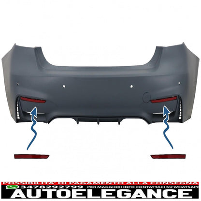 catarifrangenti rossi adatti solo per bmw serie 3 f30 (2011-2019) solo paraurti posteriore m3 sport design AUTOELEGANCERICAMBI