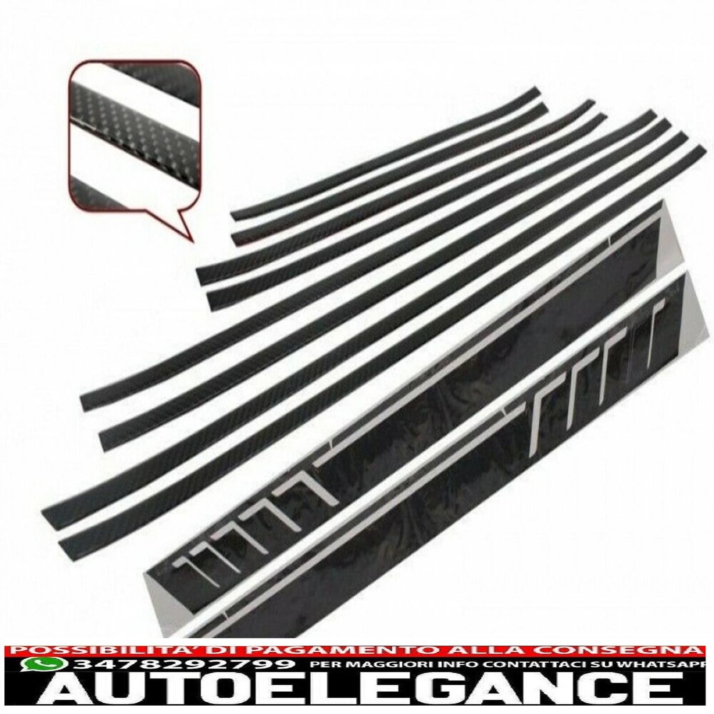 Aggiungi sulle modanature delle porte strisce in carbonio con decalcomanie laterali adesivo in vinile nero opaco adatto per Mercedes Classe G W463 (1989-2018) AUTOELEGANCERICAMBI