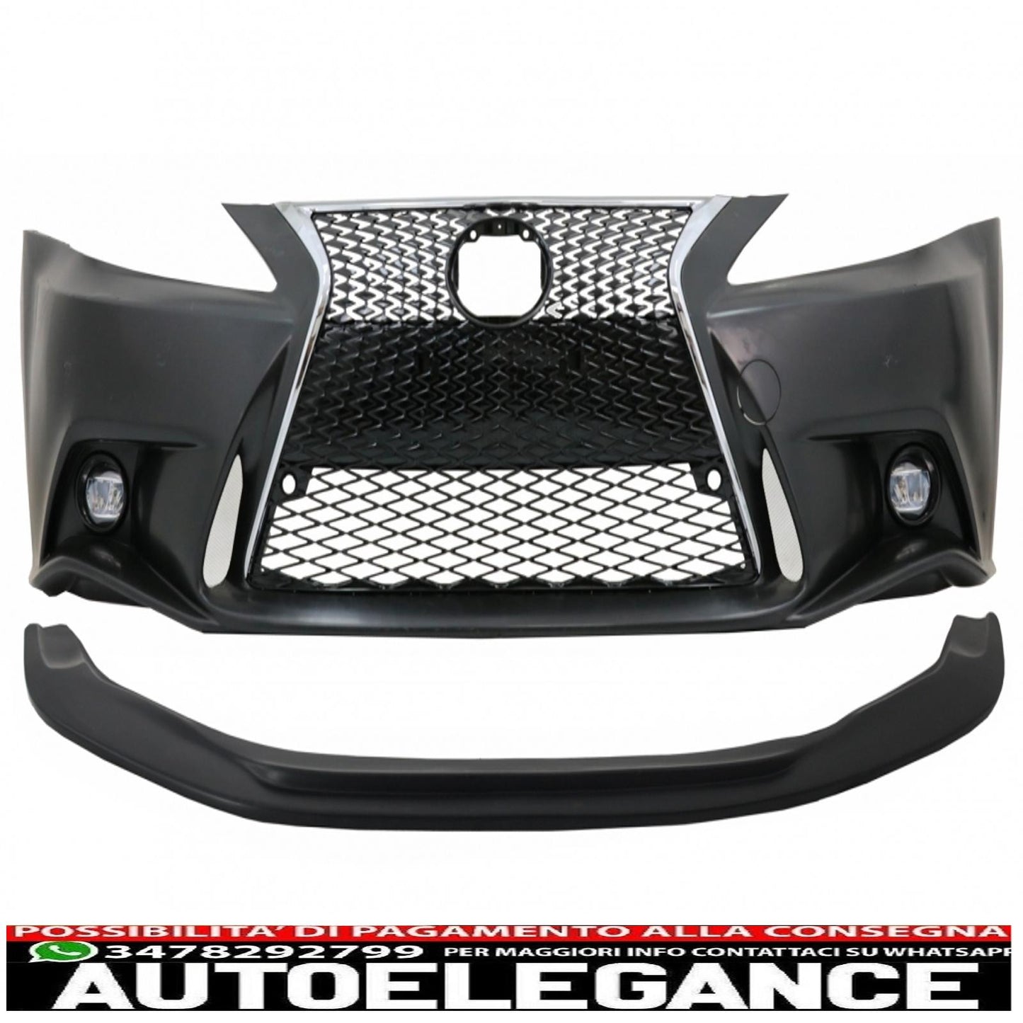 Front bumper with lower spoiler suitable for lexus is xe20 (2005-2013) is f sport facelift xe30 (2014-up) design