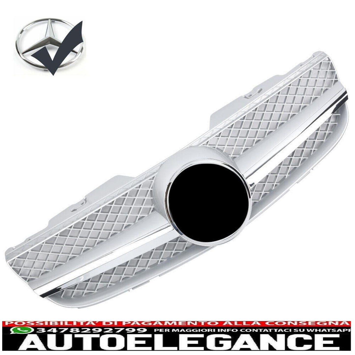 sport grill radiator grill suitable for mercedes r230 sl 2006-2008 silver chrome - show original titleoriginal textgrill sport kühlergrill passt für mercedes r230 sl 2006-2008 silver chrom