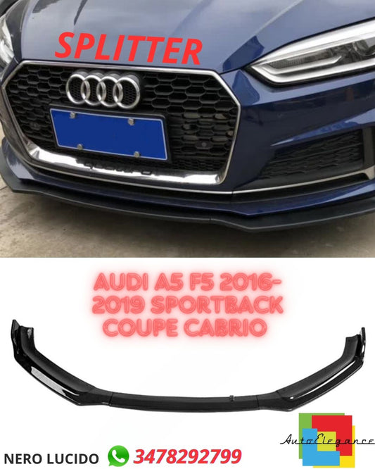 GLOSSY BLACK SPLITTER SUITABLE FOR ✨Audi A5 F5 2016-2019 Sportback Coupe Cabrio ✨