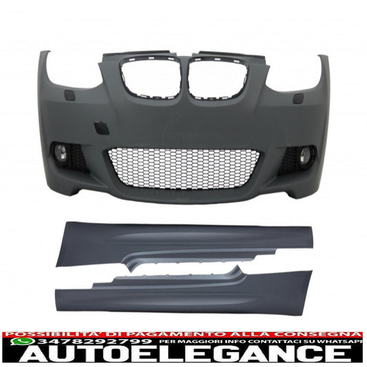 paraurti anteriore con minigonne laterali adatto per bmw serie 3 e92 coupe e93 cabrio non-lci (2006-2009) m-technik look