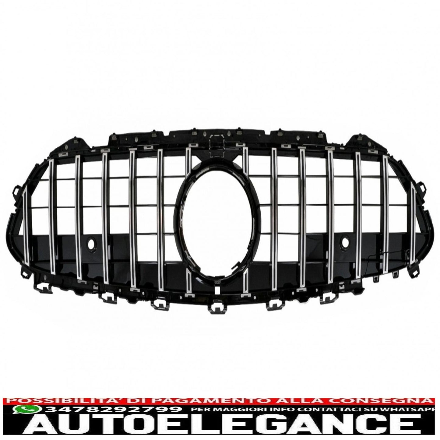 central grille suitable for mercedes cls class c257 (2018-up) gtr design black chrome