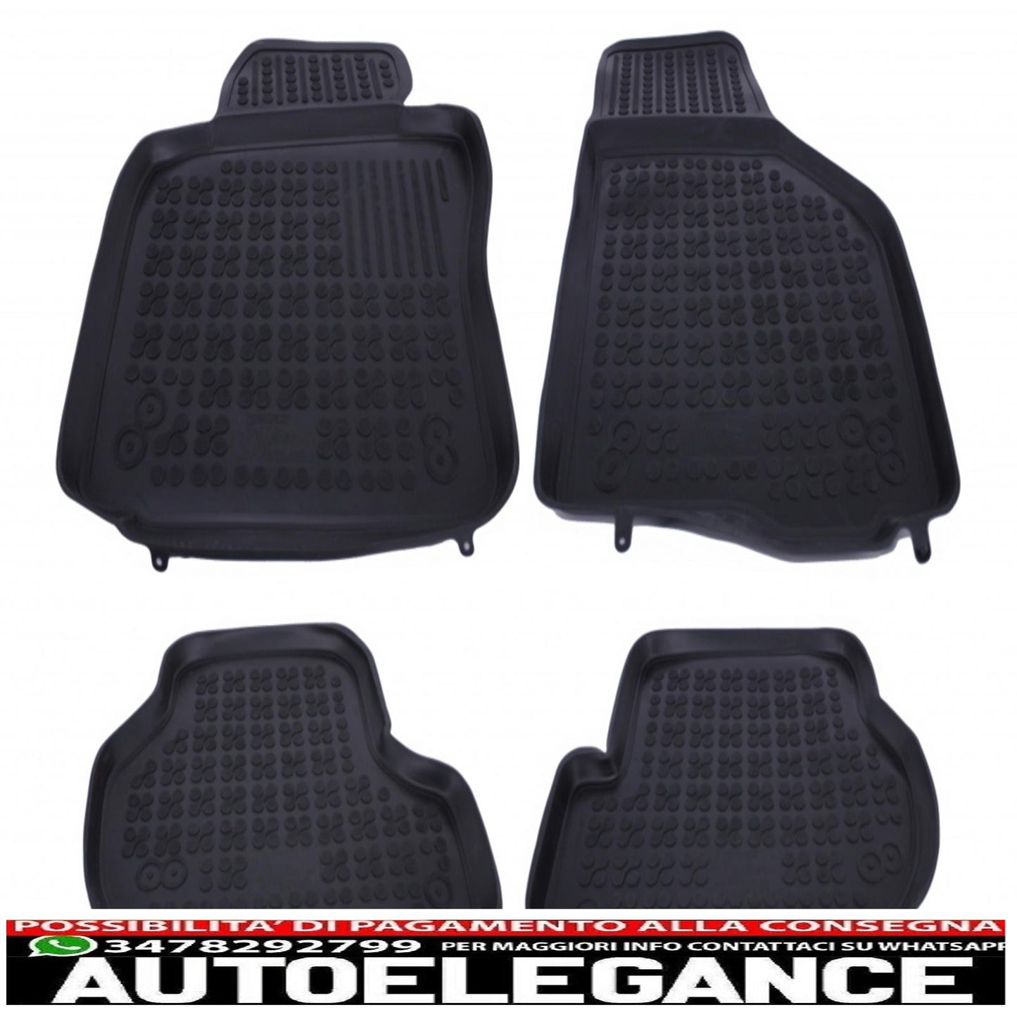 Black rubber mat suitable for Seat Leon 1p (2005-2013) Skoda Octavia II (2004-2013) VW Golf 5 Golf 6 (2003-2013) Jetta V (2005-2010) Scirocco iii (2008-2017)