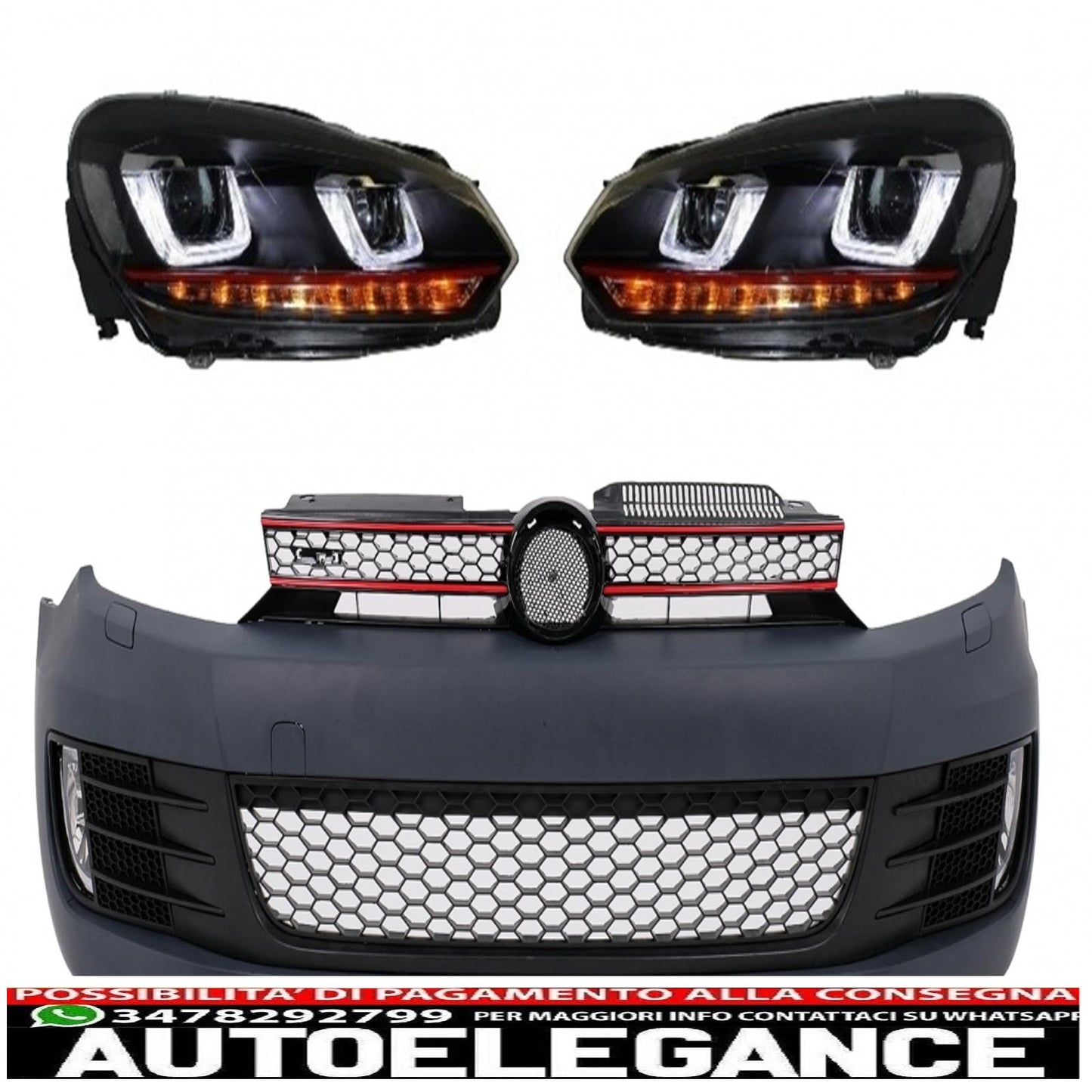 paraurti anteriore con fari led luce di svolta dinamica adatto per vw golf vi 6 (2008-2013) gti look