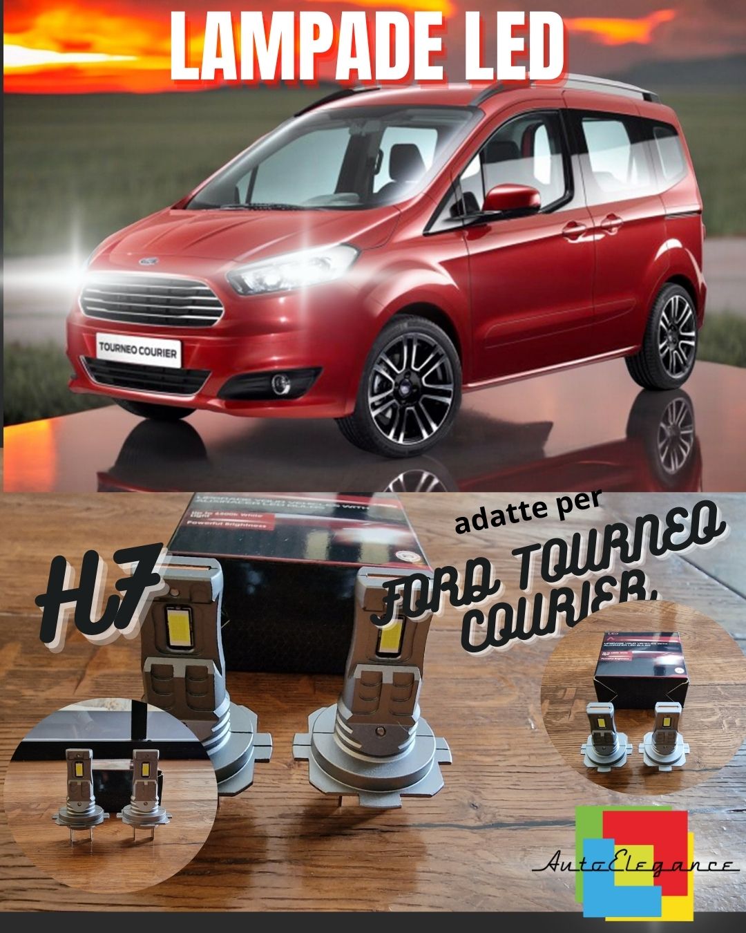 KIT LED H7 PER FORD TOURNEO COURIER 6000K 6000 LUMEN CANBUS ANABBAGLIANTI