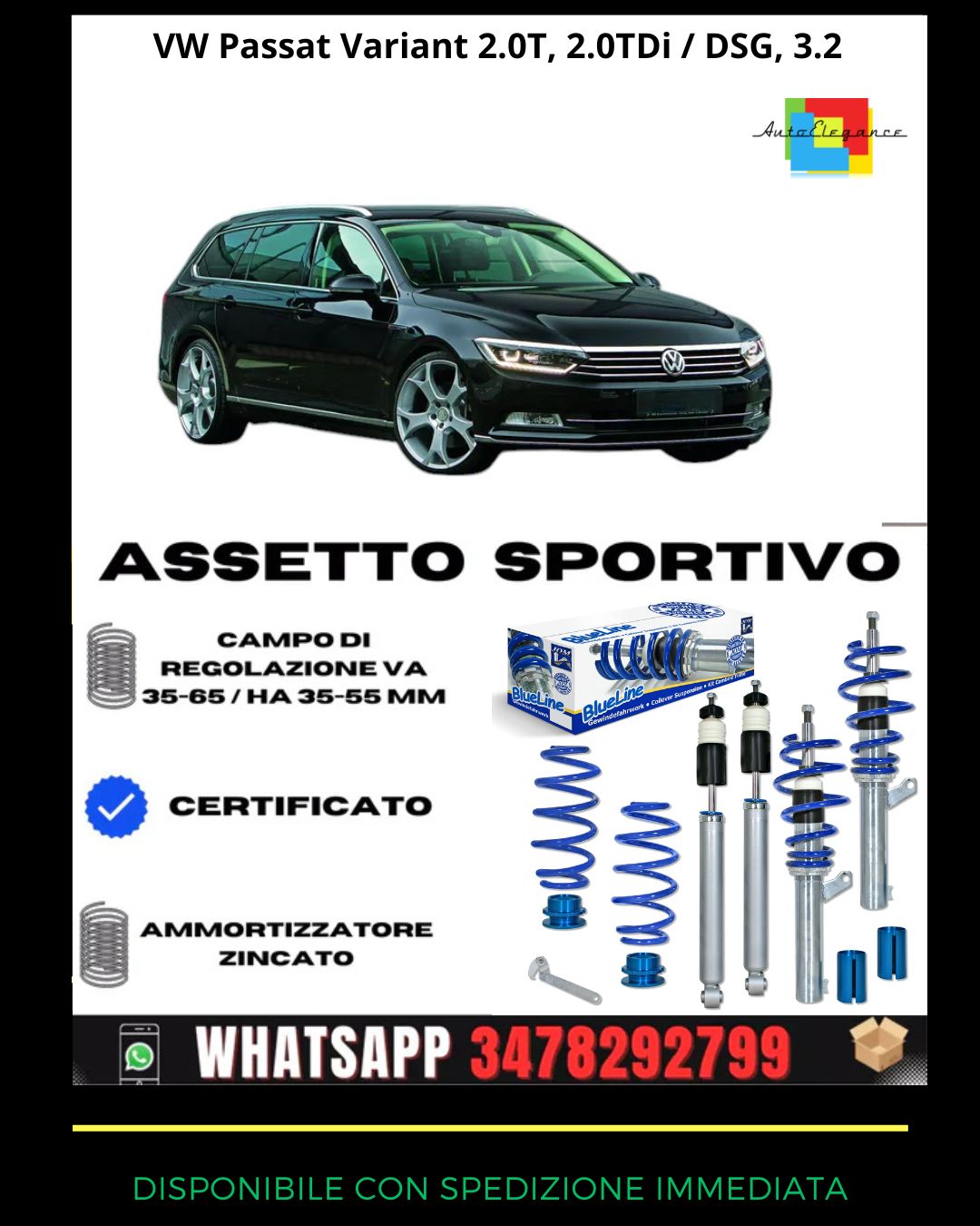 🔥Assetto sportivo PER VW Passat 3C Variant 2.0T, 2.0TDi / DSG, 3.2🔥