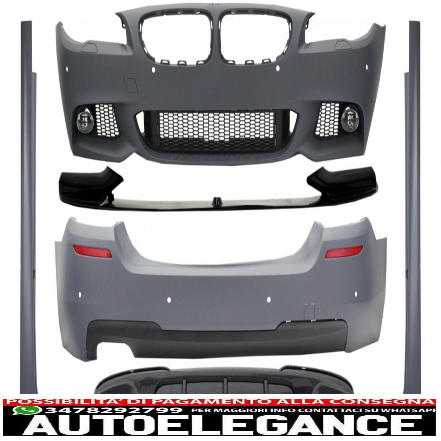 kit carrozzeria con spoiler anteriore e diffusore adatto per BMW Serie 5 F10 (2011-2014) design M-Performance