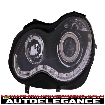 Angel eye headlights suitable for mercedes c class w203 (2000-2007) left side black 