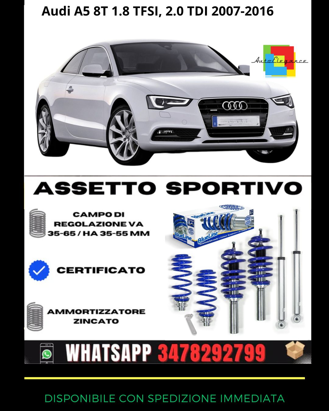 🔥Assetto sportivo ADATTO PER Audi A5 8T 1.8 TFSI, 2.0 TDI 2007-2016🔥