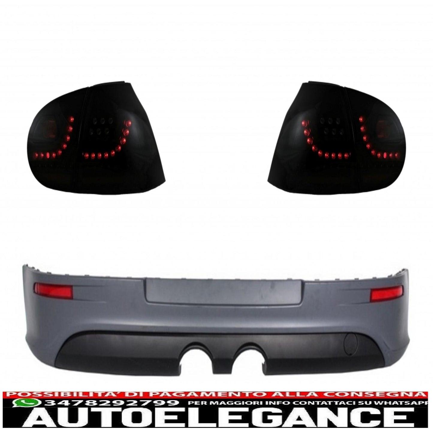 black smoke led rear lights dynamic sequential lights with rear bumper extension suitable for vw golf 5 (2004-2007) urban style design r32