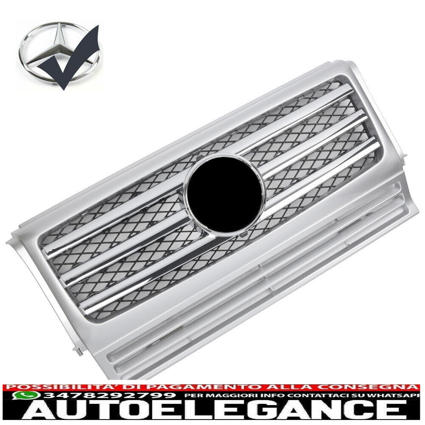 Sport radiator grille suitable for Mercedes W463 G 1990-2018 silver chrome look 