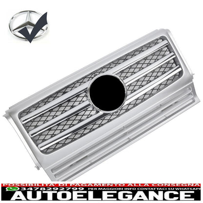 Sport radiator grille suitable for Mercedes W463 G 1990-2018 silver chrome look 