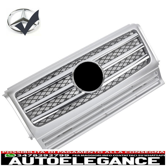Sport radiator grille suitable for Mercedes W463 G 1990-2018 silver chrome look 