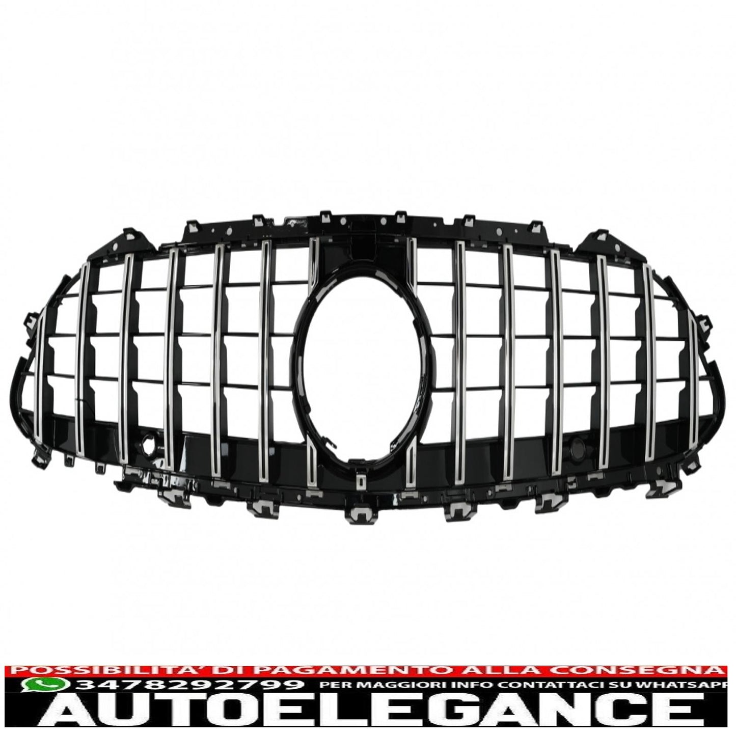 central grille suitable for mercedes cls class c257 (2018-up) panamericana gtr design black - chrome pdc / camera