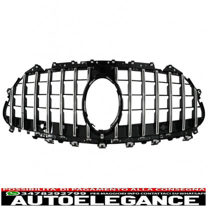 central grille suitable for mercedes cls class c257 (2018-up) panamericana gtr design black - chrome pdc / camera