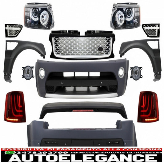kit carrozzeria completo adatto per land rover sport l320 facelift (2009-2013) design autobiografia glohh fanali posteriori a led gl-3 dinamici