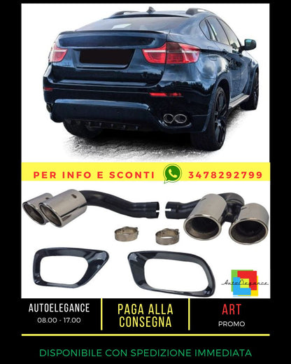 ✨Chrome Double Pipe Exhaust Tips Fit For BMW X6 E71 30d 40d 10-14✨