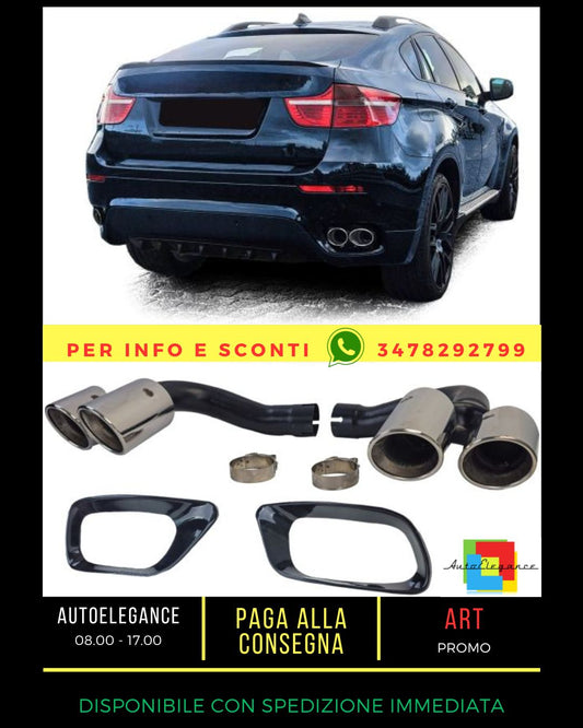 ✨Chrome Double Pipe Exhaust Tips Fit For BMW X6 E71 30d 40d 10-14✨