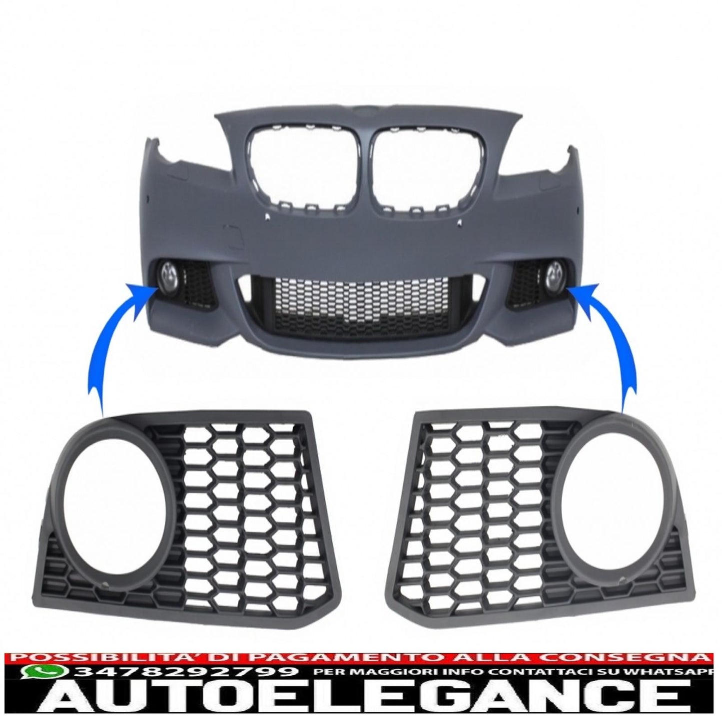 Side grilles fog light covers left/right only suitable for BMW 5 series F10 F11 (2010 onwards) bumper M-Technik design