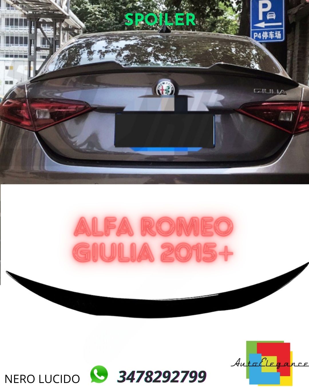 Glossy black SPOILER SUITABLE FOR ✨Alfa Romeo Giulia 2015+✨ 