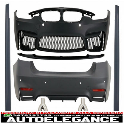 Full body kit with carbon fiber exhaust tips suitable for bmw f30 (2011-2019) evo ii m3 cs style without fog lights