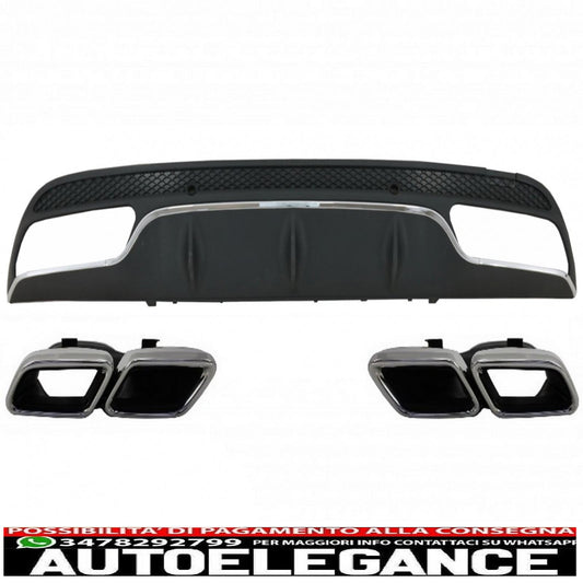 diffusore paraurti posteriore adatto per mercedes classe c w205 s205 (2014-2020) design c63 con terminali di scarico solo per pacchetto sportivo