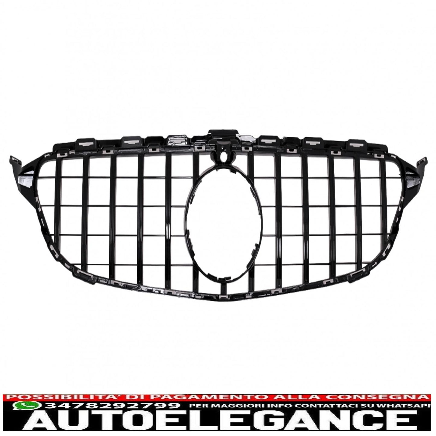 center grille suitable for mercedes c class w205 s205 c205 (2014-2018) gt-r design panamericana black with 360 camera