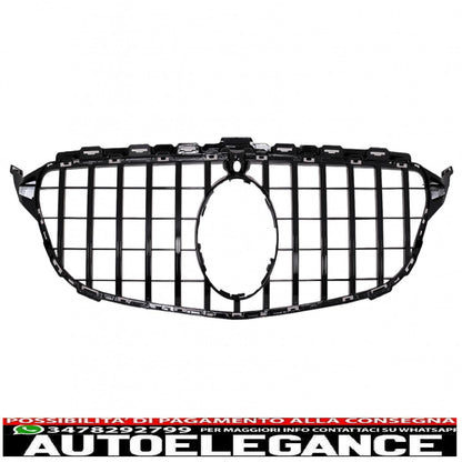center grille suitable for mercedes c class w205 s205 c205 (2014-2018) gt-r design panamericana black with 360 camera