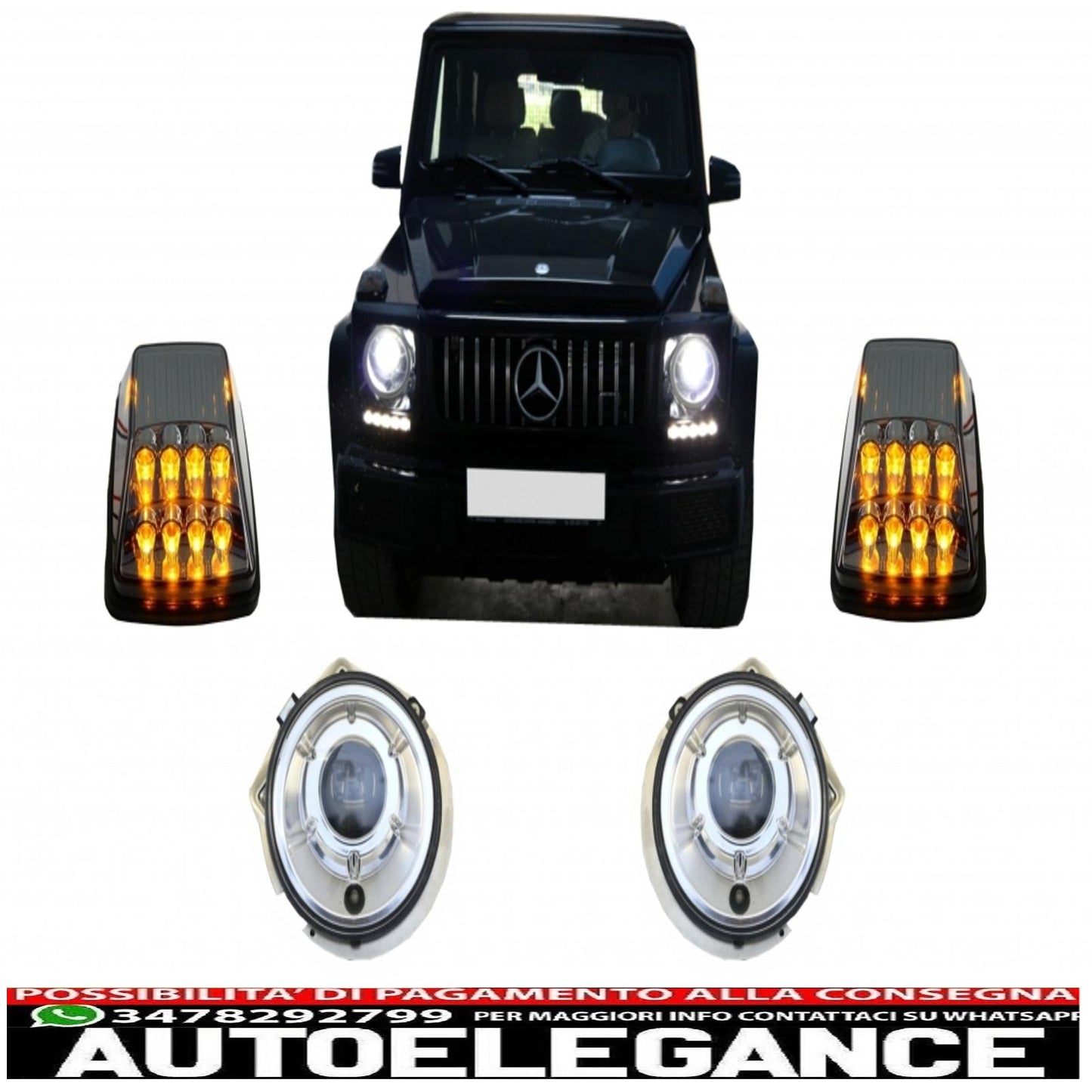 led direction indicators suitable for mercedes g-class w463 (1989-2012) with chrome bi-xenon headlights 