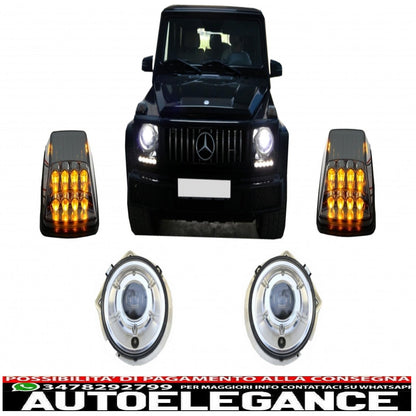 led direction indicators suitable for mercedes g-class w463 (1989-2012) with chrome bi-xenon headlights 