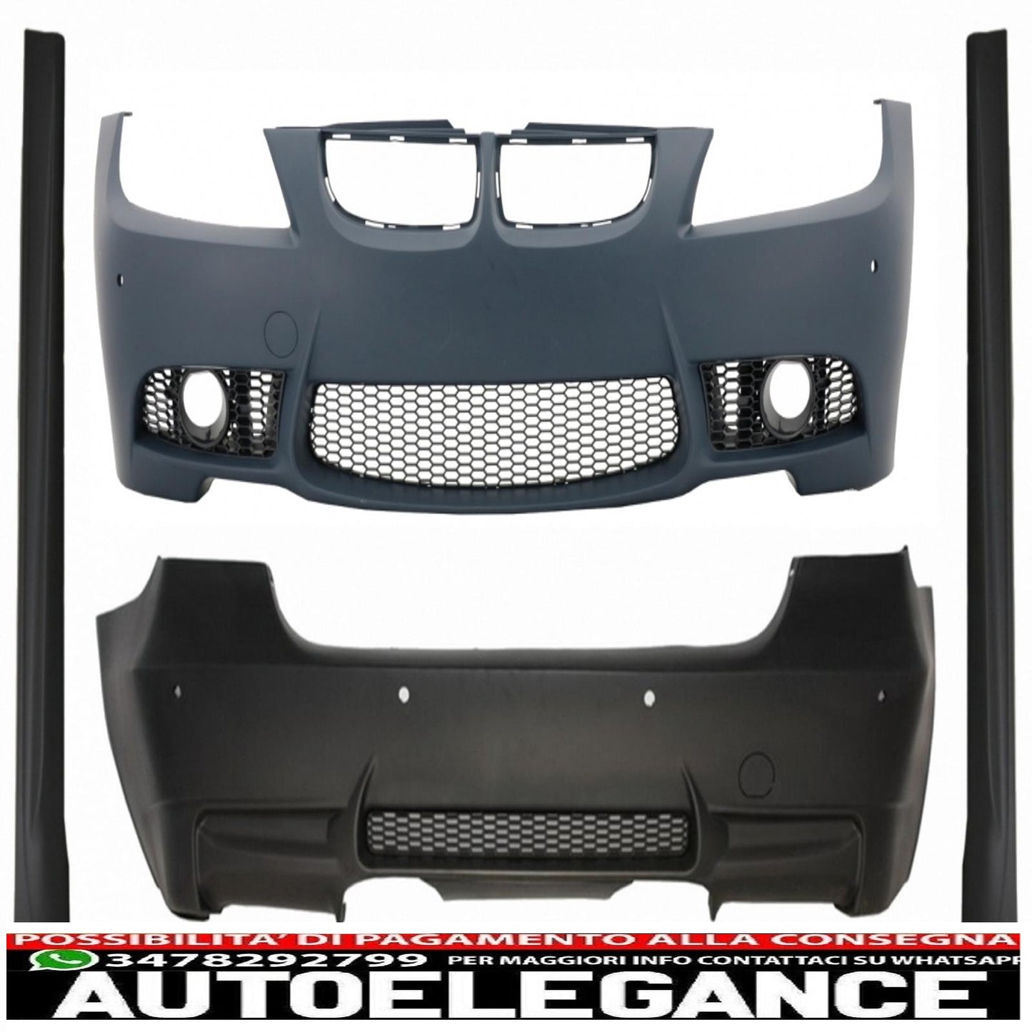 kit carrozzeria adatto per bmw 3er e90 (2004-2008) (non lci) design m3 senza fendinebbia con minigonne laterali