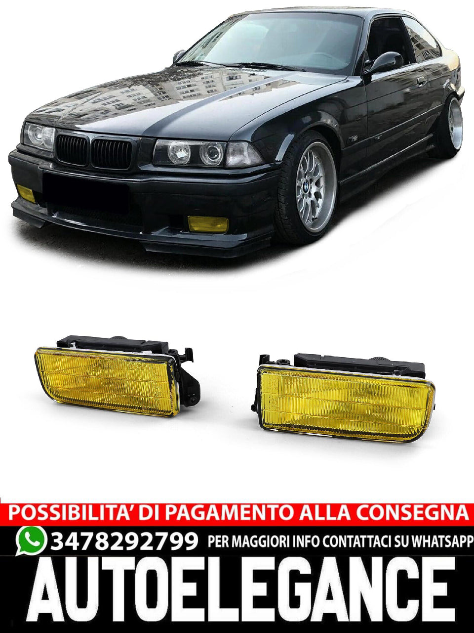 Fog lamp yellow grooved with bracket suitable for BMW E36 also M3 90-99 