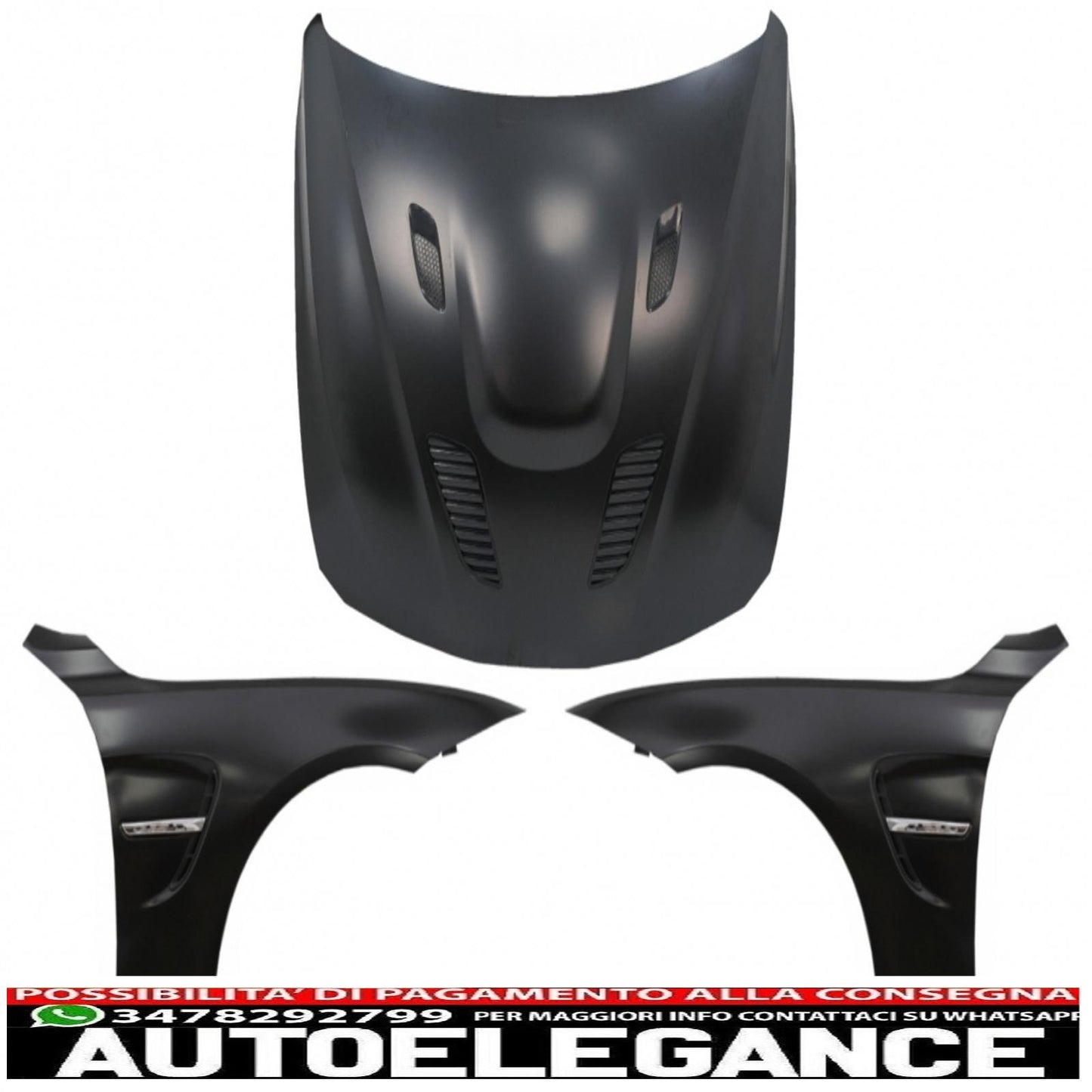 cofano cofano con parafanghi anteriori nero cromato adatto a bmw serie 4 f32 f33 f36 (2011-2019) m4 gts look AUTOELEGANCERICAMBI