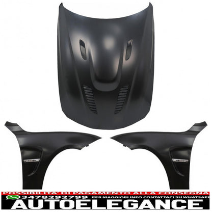 cofano cofano con parafanghi anteriori nero cromato adatto a bmw serie 4 f32 f33 f36 (2011-2019) m4 gts look AUTOELEGANCERICAMBI